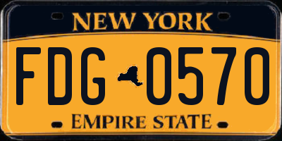 NY license plate FDG0570
