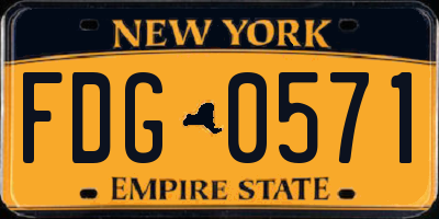 NY license plate FDG0571