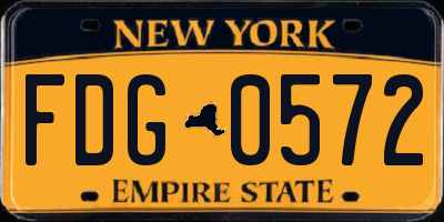 NY license plate FDG0572
