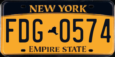 NY license plate FDG0574