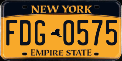 NY license plate FDG0575