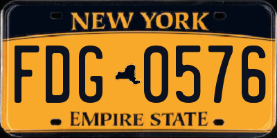 NY license plate FDG0576