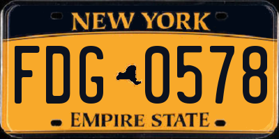 NY license plate FDG0578