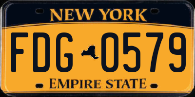 NY license plate FDG0579
