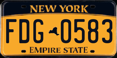 NY license plate FDG0583