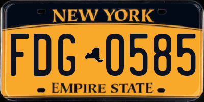 NY license plate FDG0585