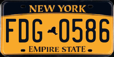 NY license plate FDG0586