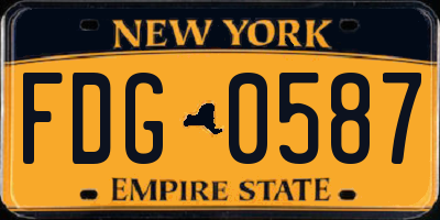 NY license plate FDG0587