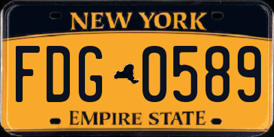 NY license plate FDG0589