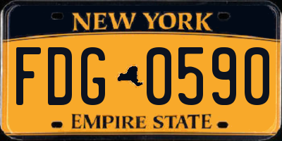 NY license plate FDG0590