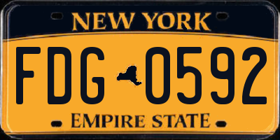 NY license plate FDG0592
