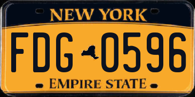 NY license plate FDG0596
