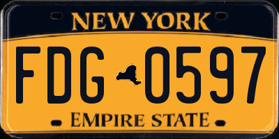 NY license plate FDG0597