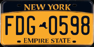 NY license plate FDG0598