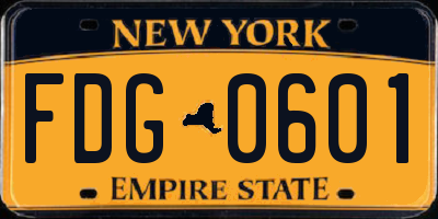 NY license plate FDG0601