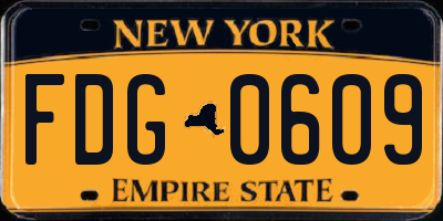 NY license plate FDG0609