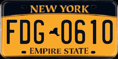 NY license plate FDG0610