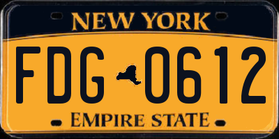 NY license plate FDG0612
