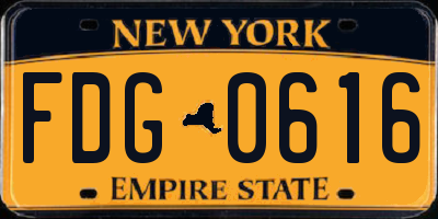 NY license plate FDG0616