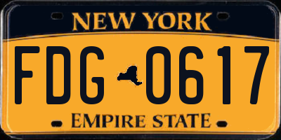 NY license plate FDG0617
