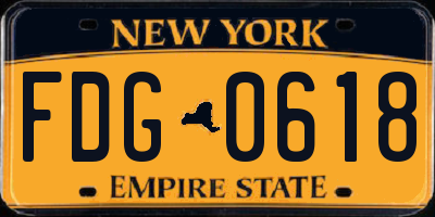 NY license plate FDG0618