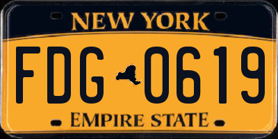 NY license plate FDG0619