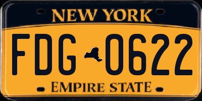 NY license plate FDG0622