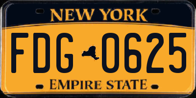 NY license plate FDG0625