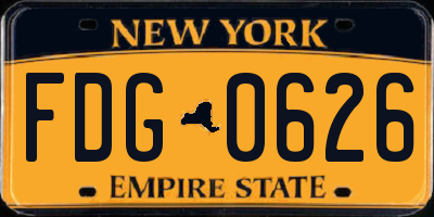 NY license plate FDG0626