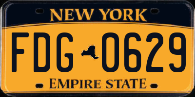 NY license plate FDG0629