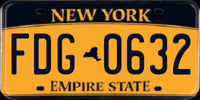 NY license plate FDG0632
