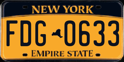 NY license plate FDG0633