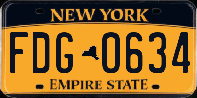 NY license plate FDG0634