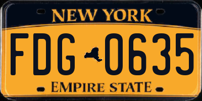 NY license plate FDG0635