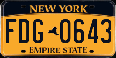 NY license plate FDG0643