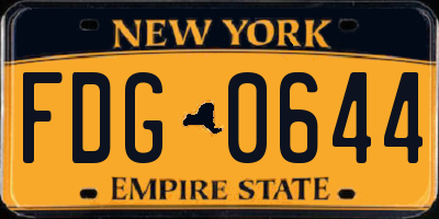 NY license plate FDG0644