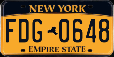 NY license plate FDG0648