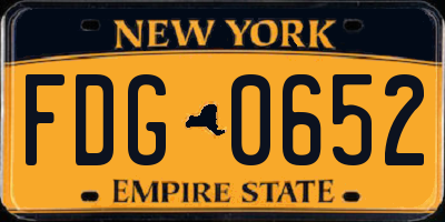 NY license plate FDG0652