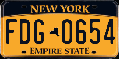 NY license plate FDG0654