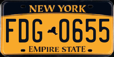 NY license plate FDG0655