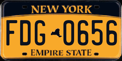 NY license plate FDG0656