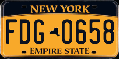 NY license plate FDG0658