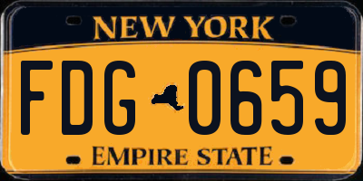 NY license plate FDG0659