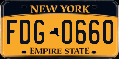 NY license plate FDG0660