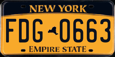 NY license plate FDG0663