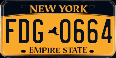 NY license plate FDG0664