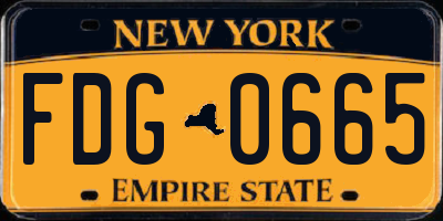NY license plate FDG0665