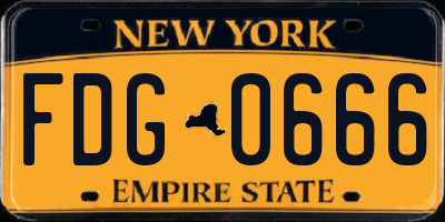 NY license plate FDG0666