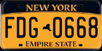 NY license plate FDG0668
