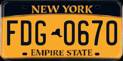 NY license plate FDG0670